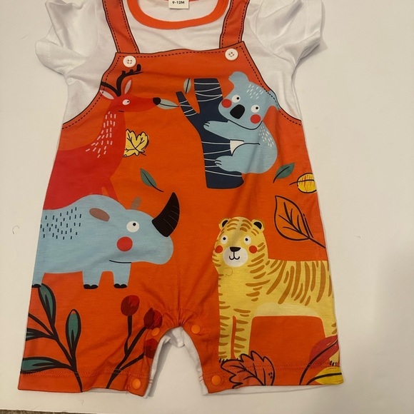Orange Animal Print Baby Onesie/ Dinosaur Puzzle Bundle. 2 for the price of one - Picture 4 of 4